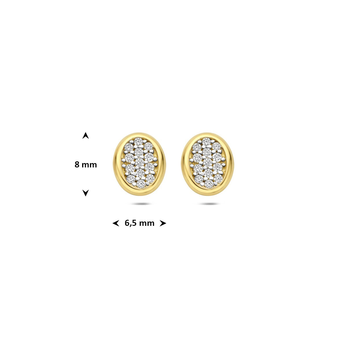 Orecchini a bottone in oro giallo 14k con zirconia
