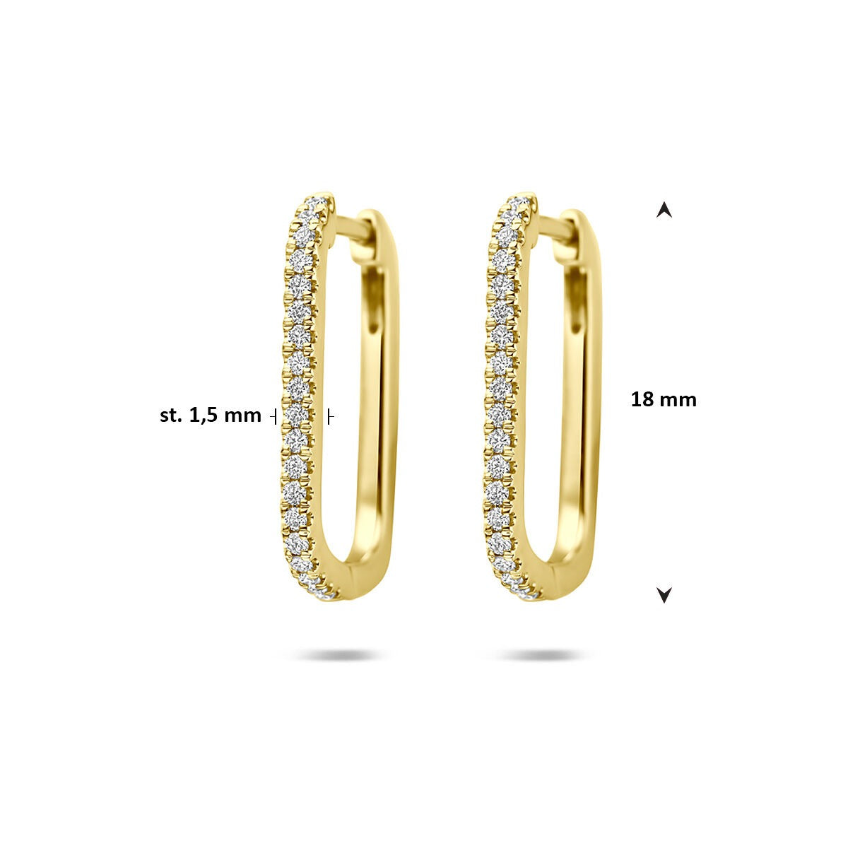 Orecchini a cerchio in oro giallo 14k con diamante lab grown