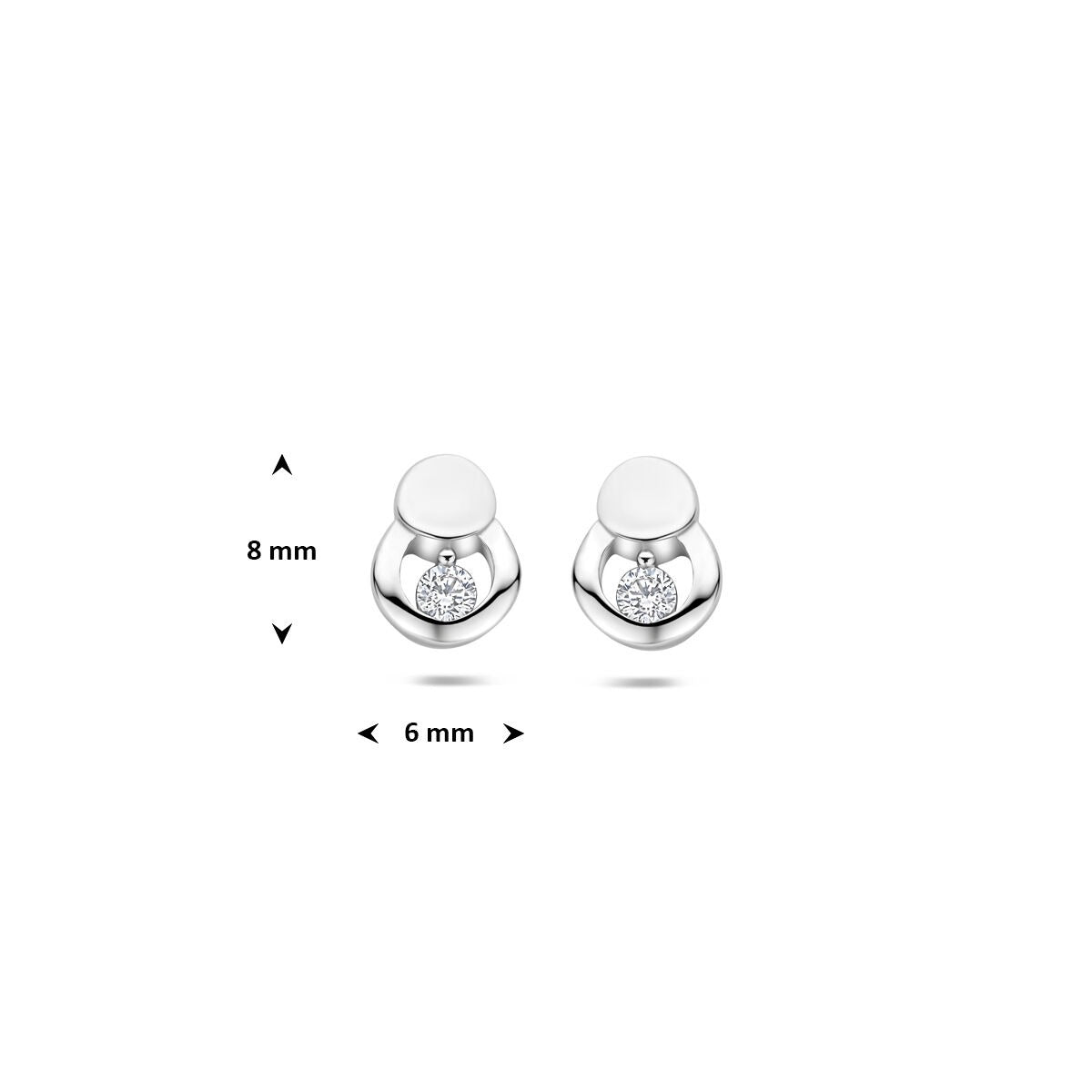 Orecchini a bottone in argento con zirconia – argento 925 rodiato