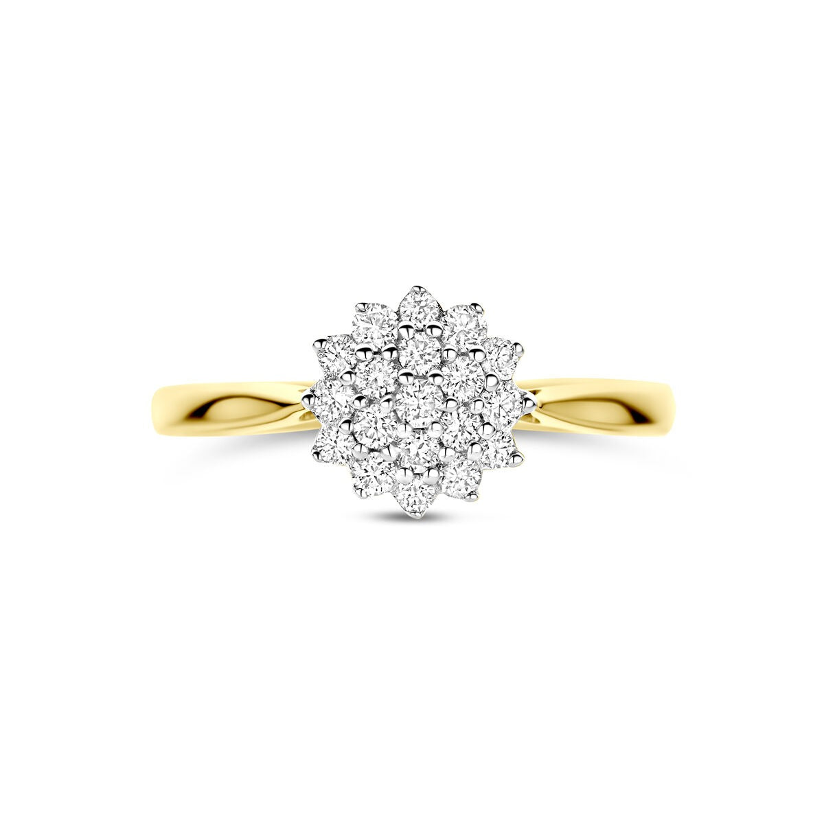Anello bicolore in oro giallo e bianco 14k con diamante lab grown da 0,33 ct