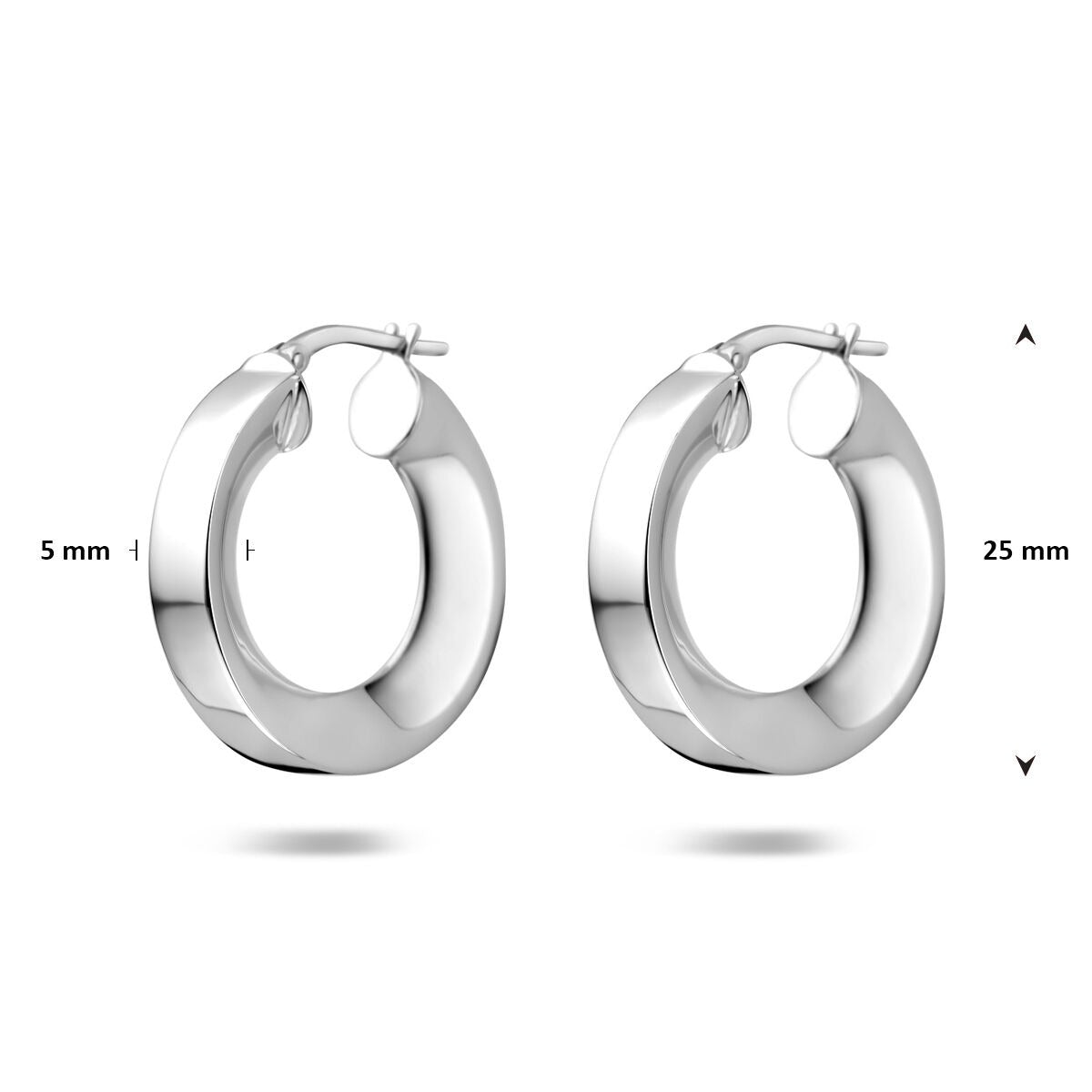 Orecchini a cerchio da donna in argento rodiato – spessore 5 mm