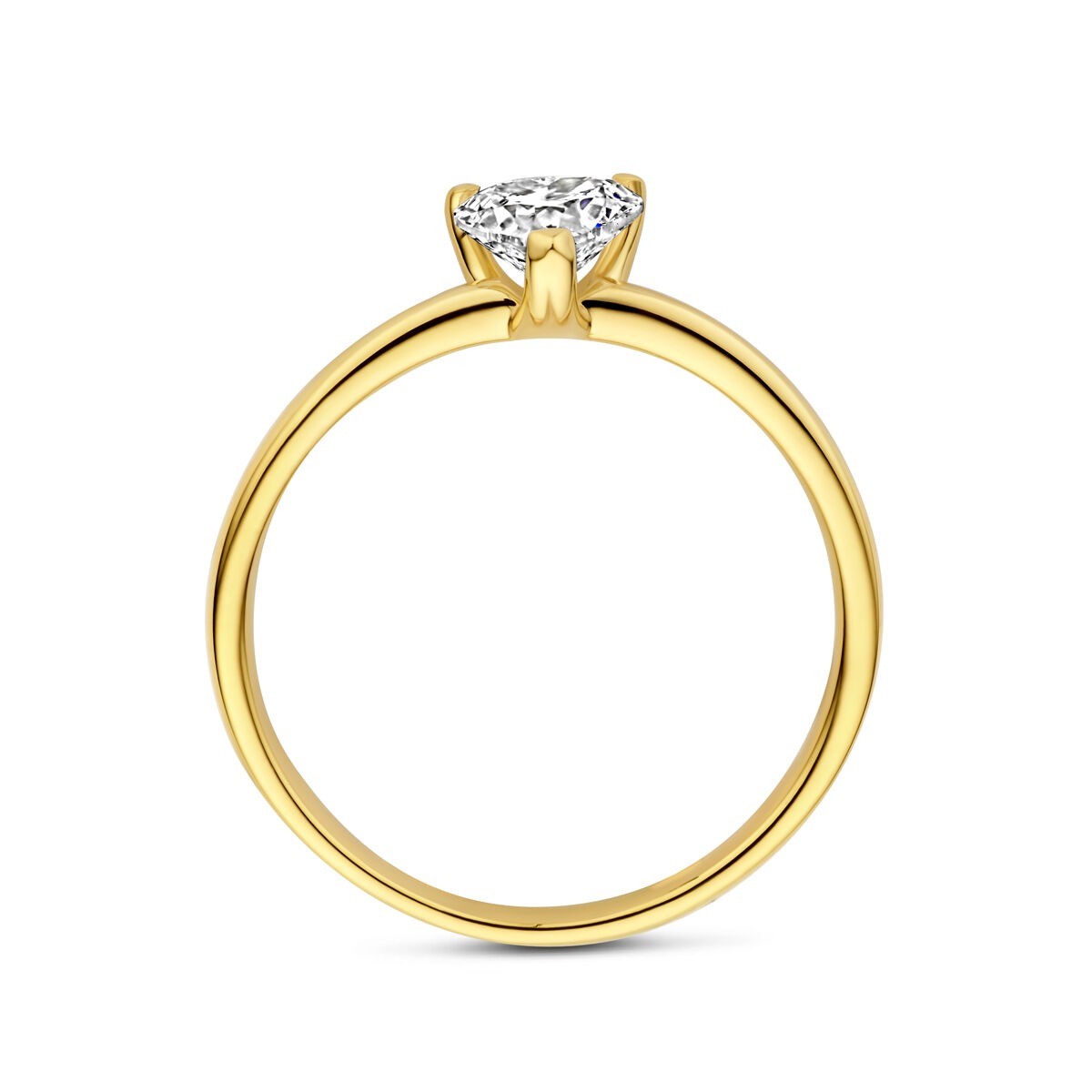 Anello in Oro Giallo 14k con Diamante Coltivato in Laboratorio a Forma di Cuore 0.50ct