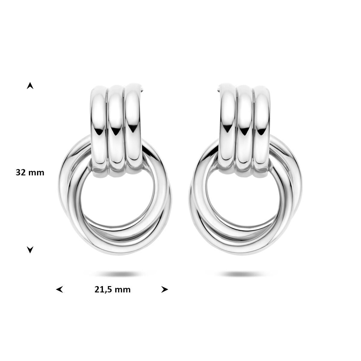 Orecchini a bottone in argento 925 rodiato 32 x 21,5 mm