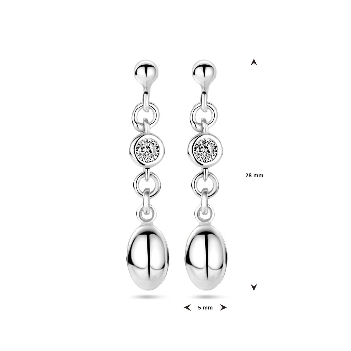 Orecchini pendenti in argento con zirconia – argento 925 rodiato