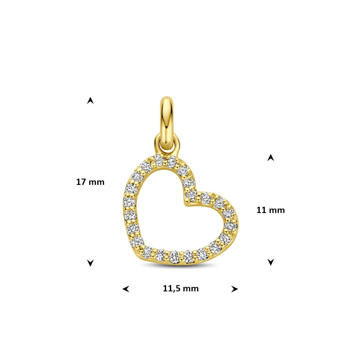 Ciondolo cuore in oro giallo 14k con diamante lab grown