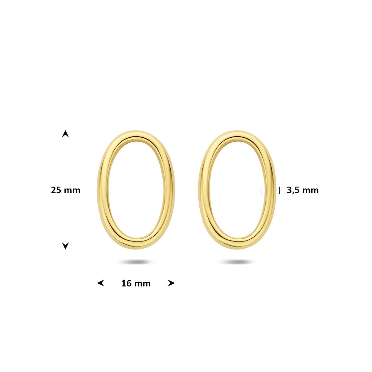 Orecchini a bottone in oro giallo 14k ovali aperti