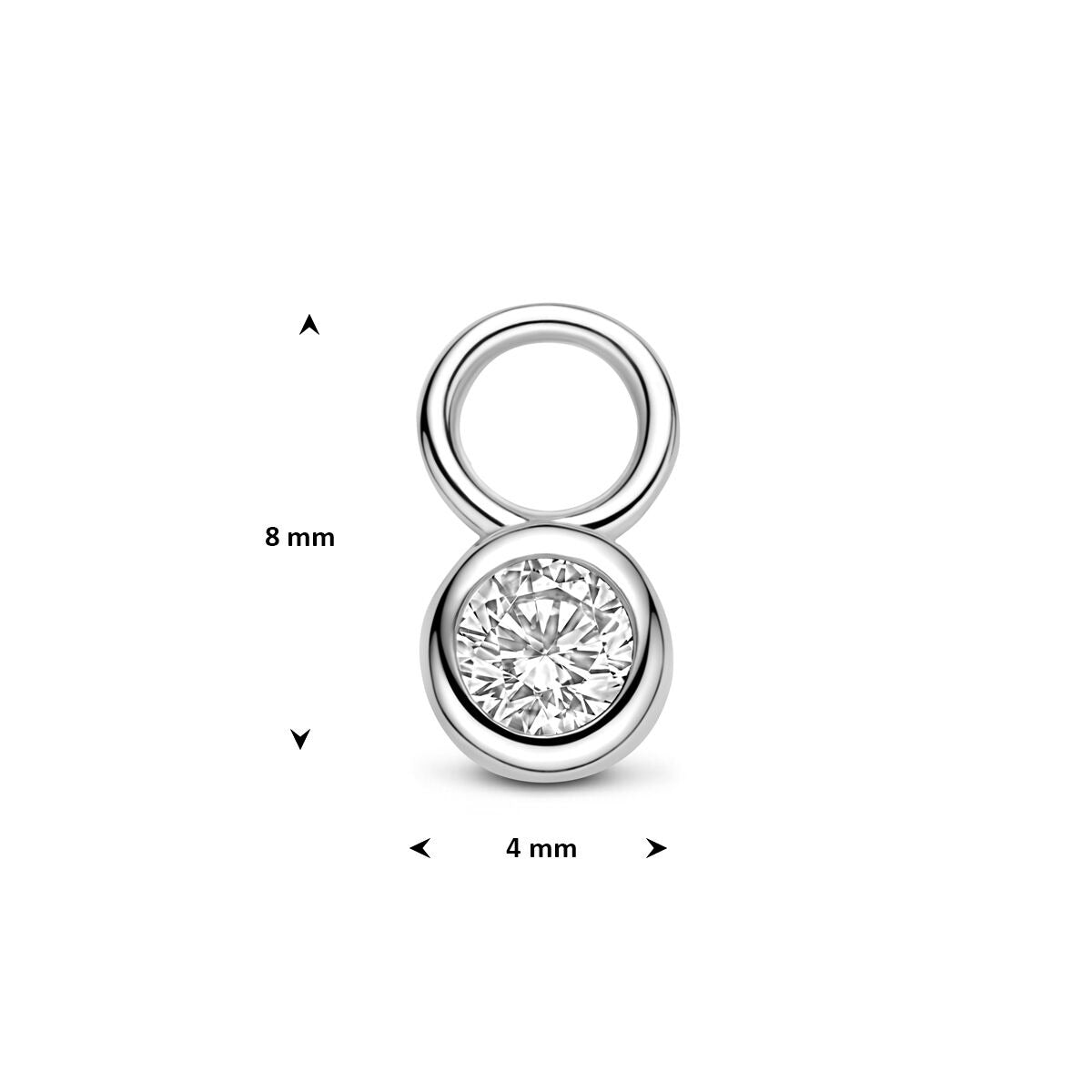 Ciondolo per orecchino a cerchio in argento rodiato con zirconia