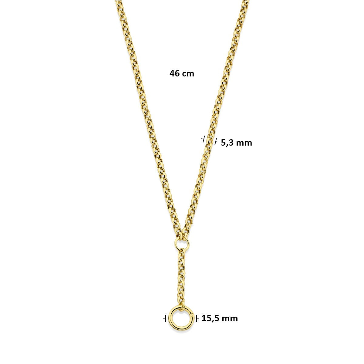 Collana a Y in argento 925 dorato con connettore 46 cm
