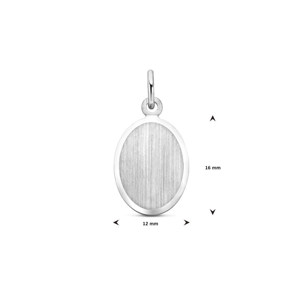 Ciondolo ovale da incisione in argento – argento 925 rodiato, opaco/diamantato, 24 x 12 mm