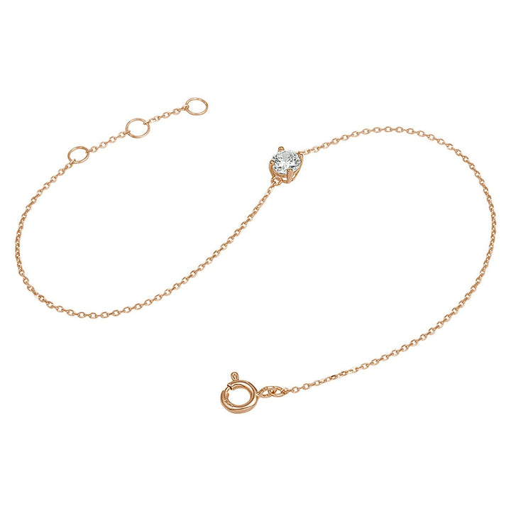 14k rosegouden dames armband met zirkonia – anker schakel 16.5–18.5 cm