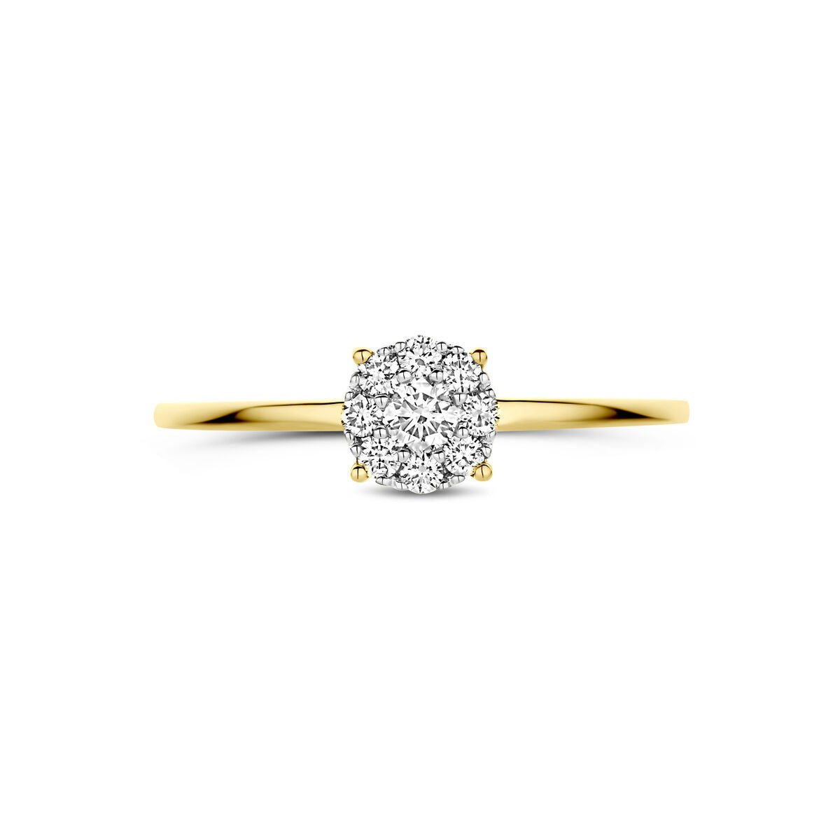 anello in oro bicolore 14k con diamante 0.19ct
