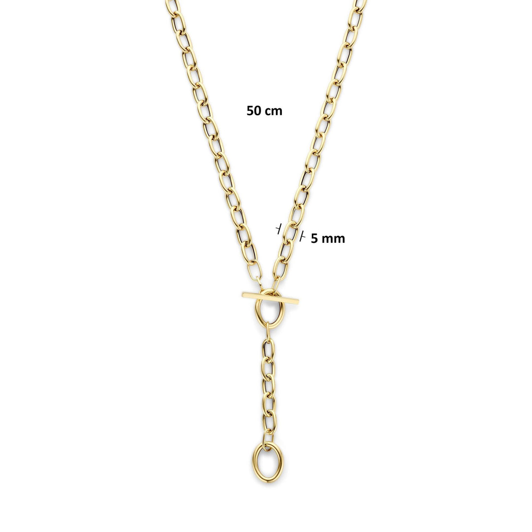 14k Geelgouden Y-collier met ankerschakel