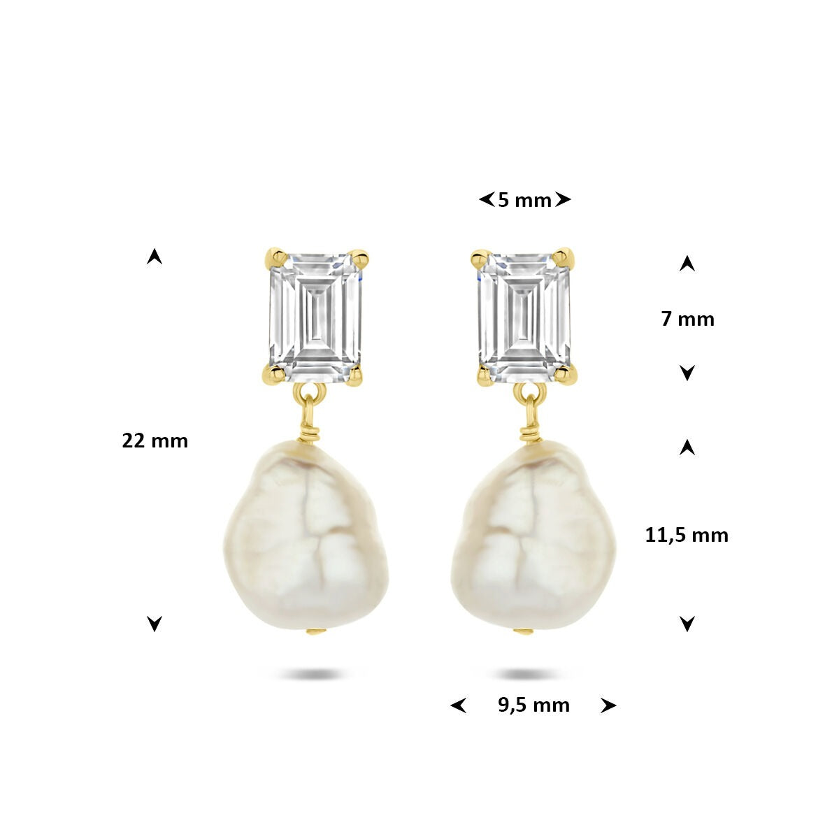 Orecchini pendenti in argento 925 dorato con perla e zirconi