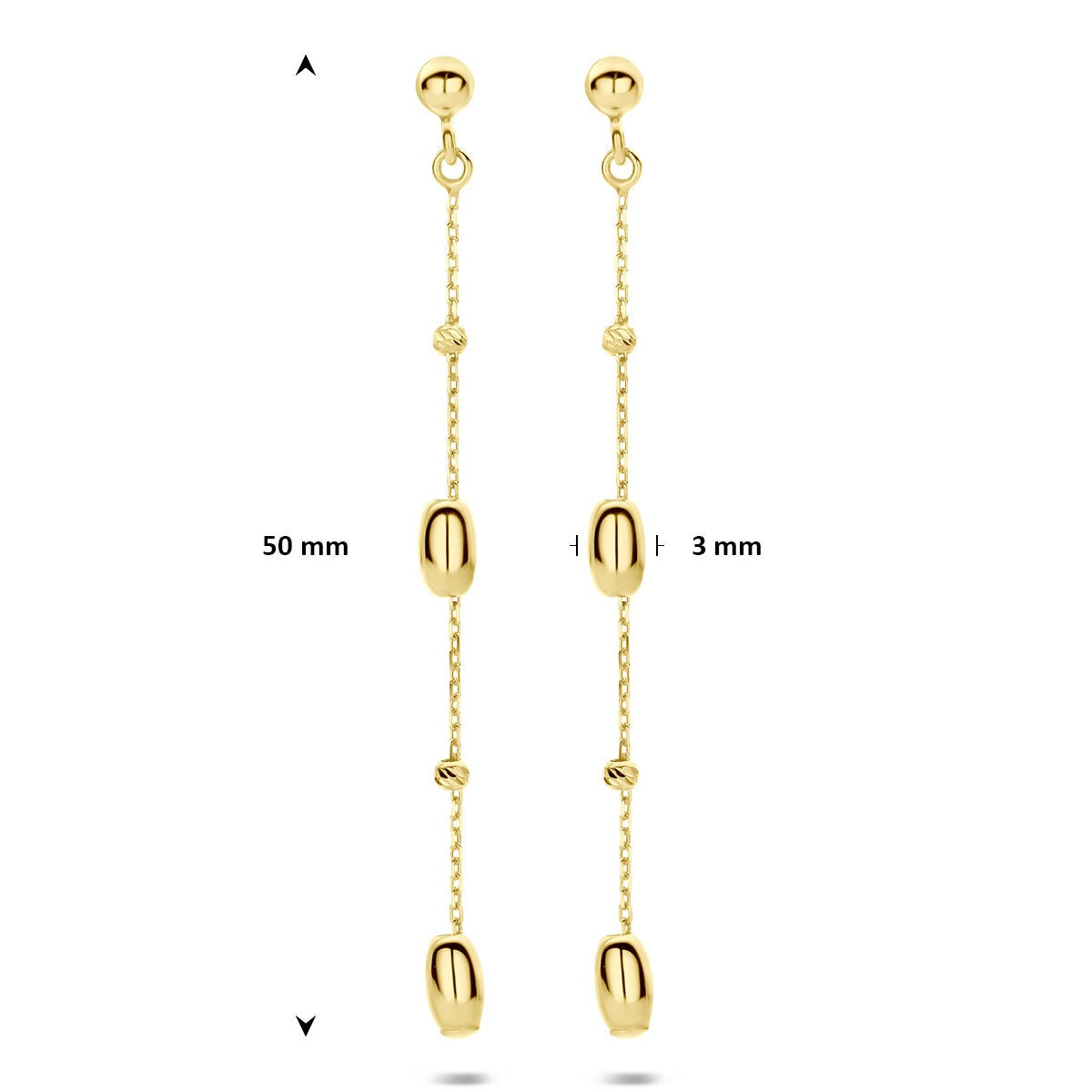Orecchini pendenti in oro giallo 14k 50 mm