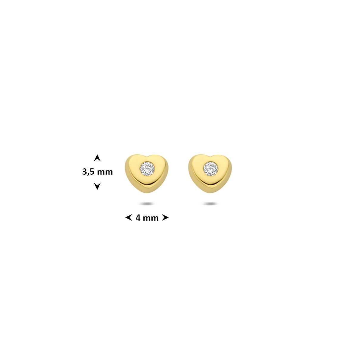 Orecchini a bottone a cuore in oro giallo 14k con diamante lab grown 0,03 ct