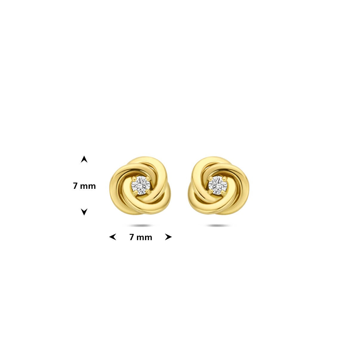 Orecchini a bottone in oro giallo 14k con diamante coltivato in laboratorio 0,07 ct