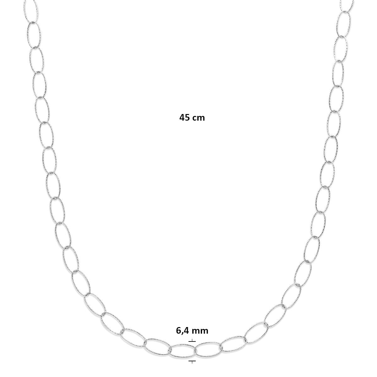 Collana da donna in argento rodiato, catena ad ancora 6,4 mm 45 cm