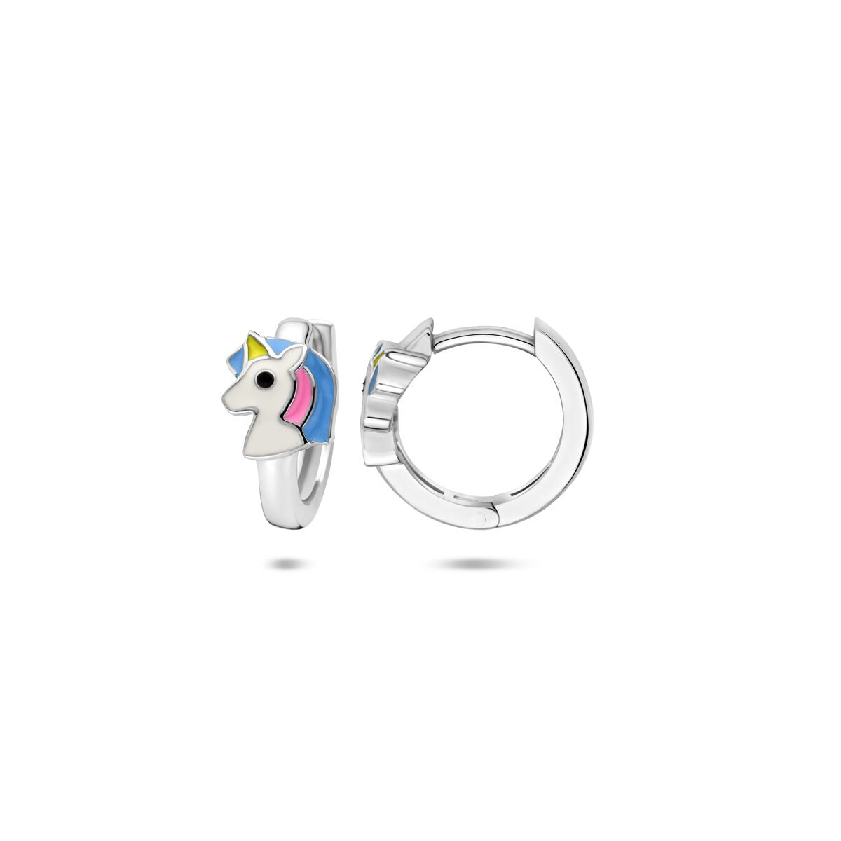 Cerchietti a scatto per bambini in argento con smalto unicorno – 13 x 6 mm