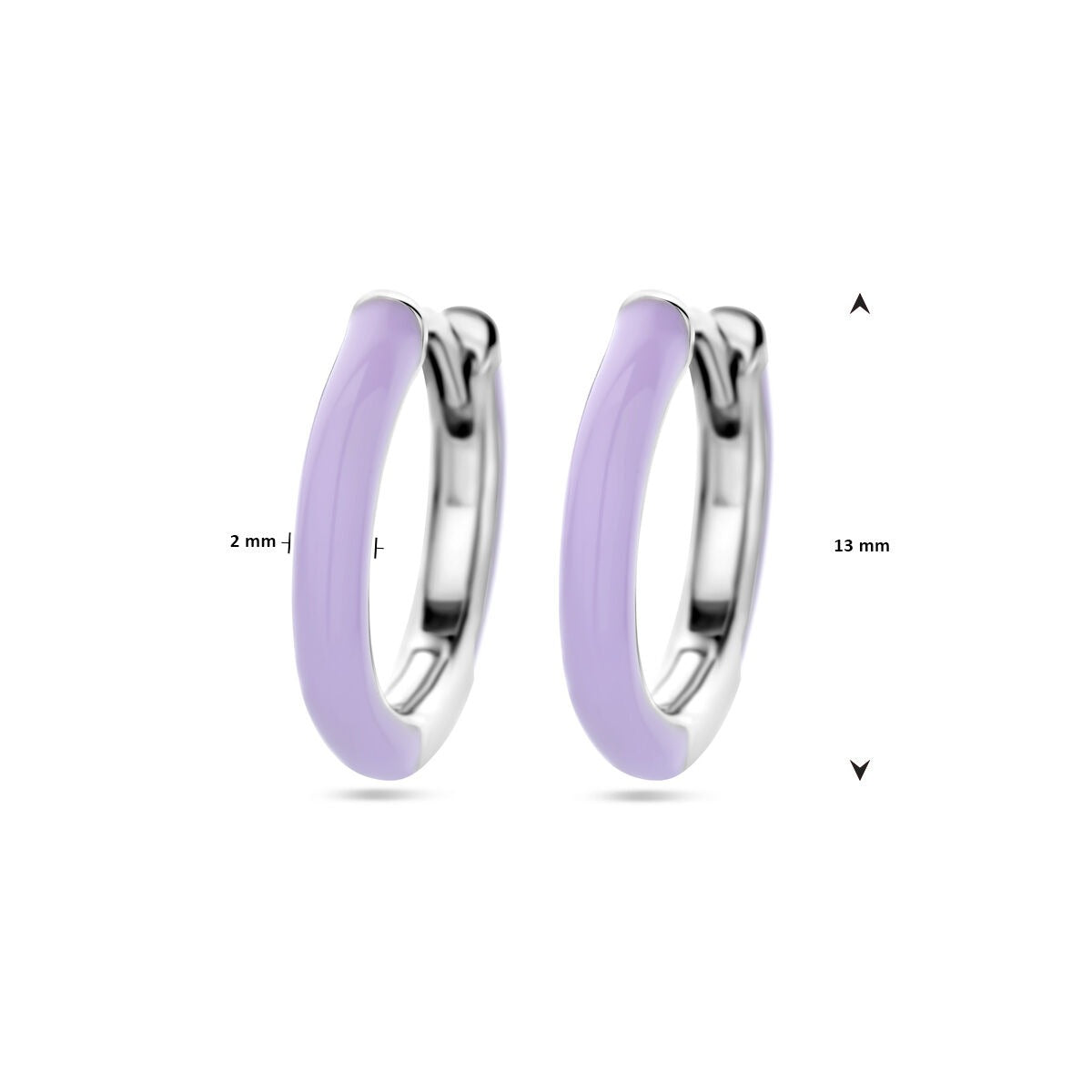 Orecchini a cerchio in argento rodiato con smalto viola