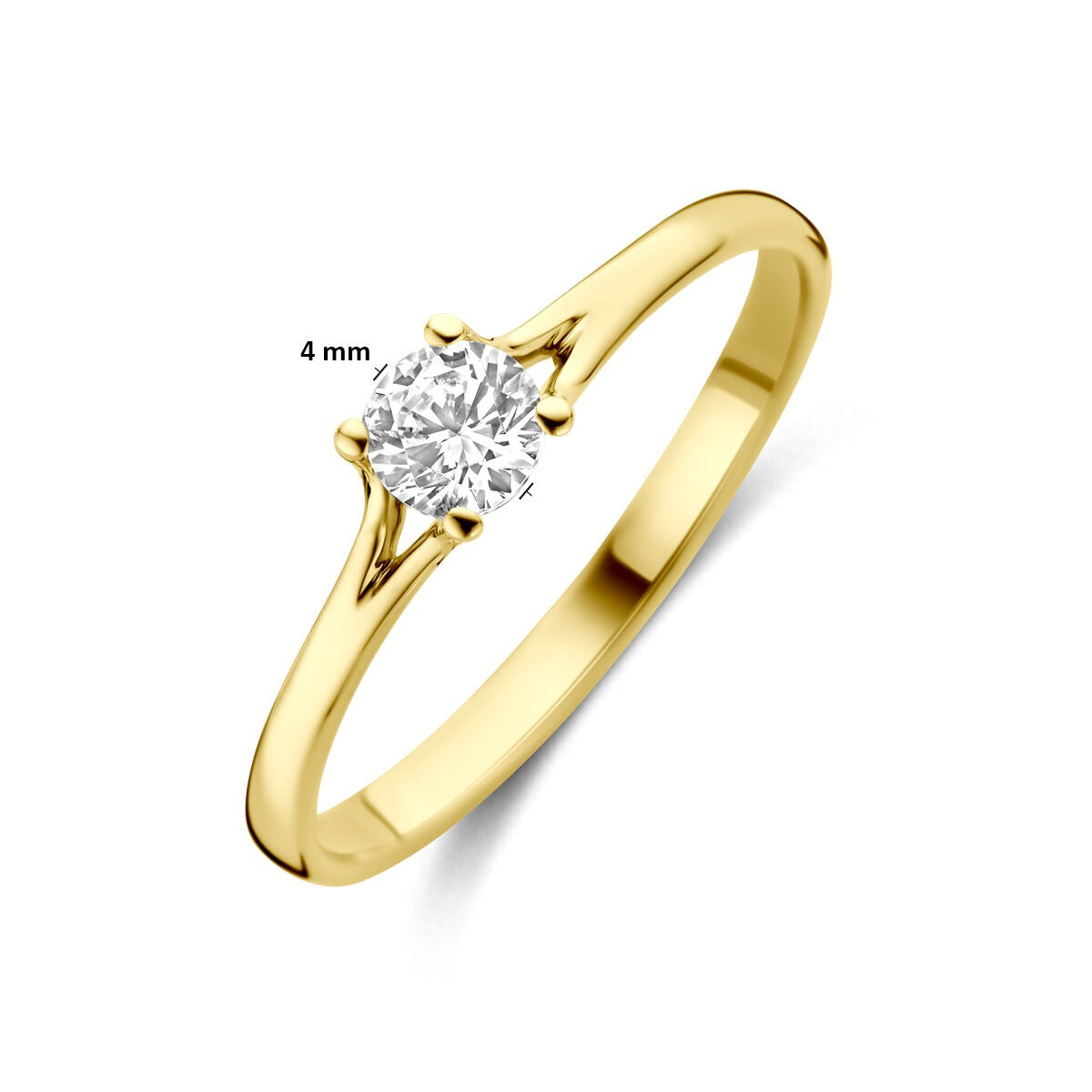 Anello da donna in oro con zircone – oro giallo 14k