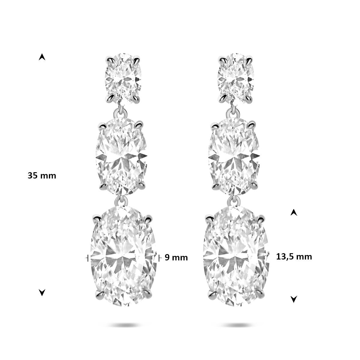 Orecchini pendenti in argento 925 rodiato con zirconia