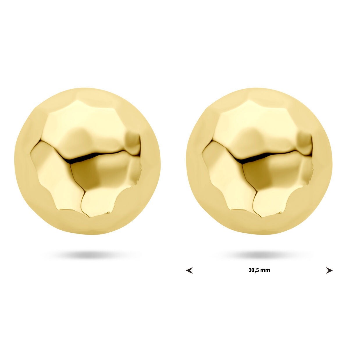 Orecchini a bottone in argento dorato – 30 mm, oro giallo su argento 925