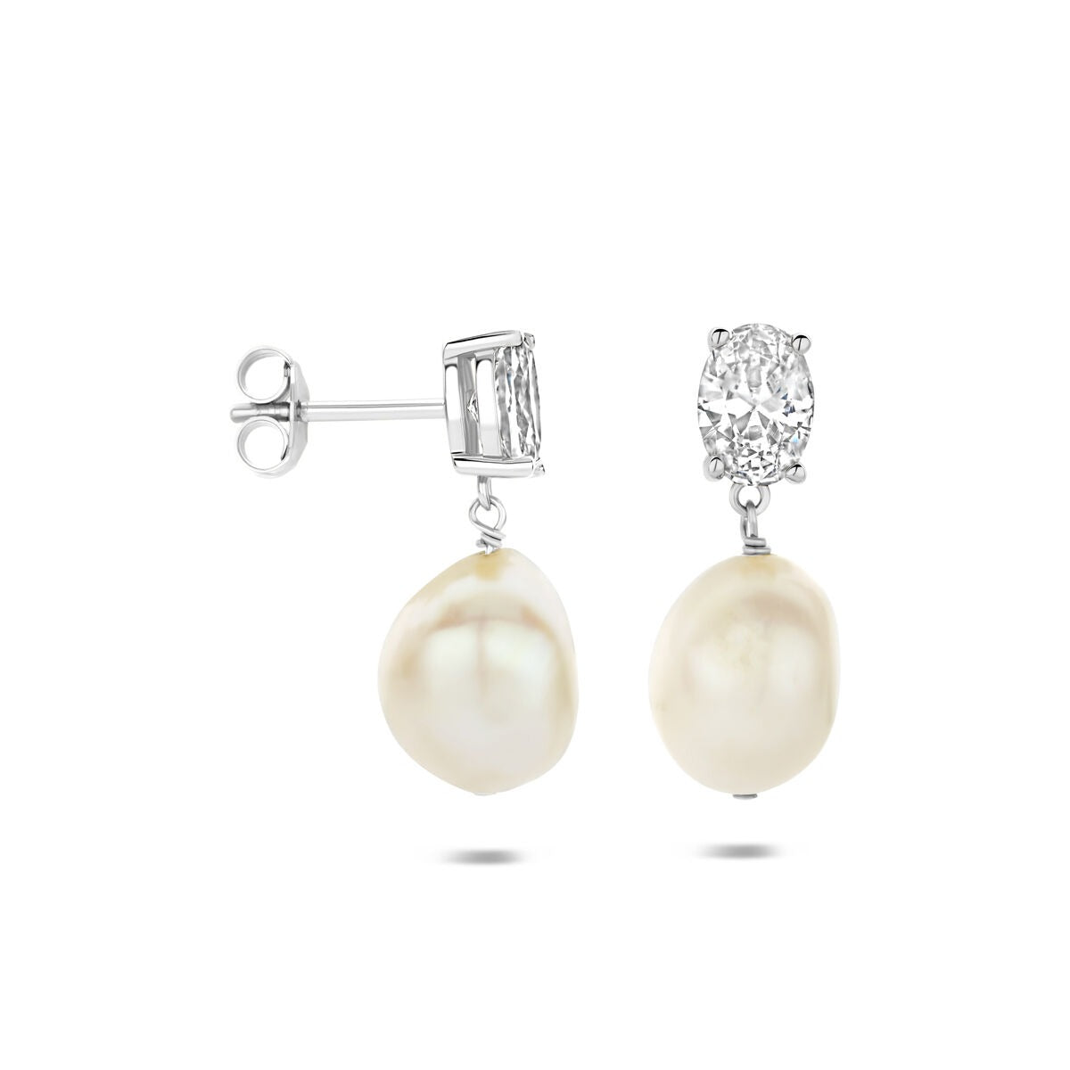 Orecchini pendenti in argento 925 con perla e zircone