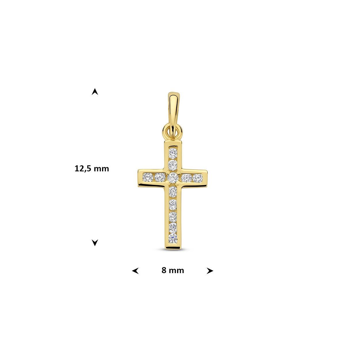Ciondolo croce in oro giallo con zircone – 14k