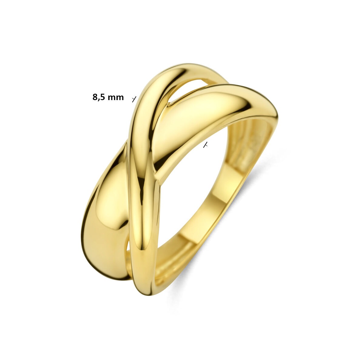 Anello da donna in oro giallo 14k con fascia larga 8,5 mm