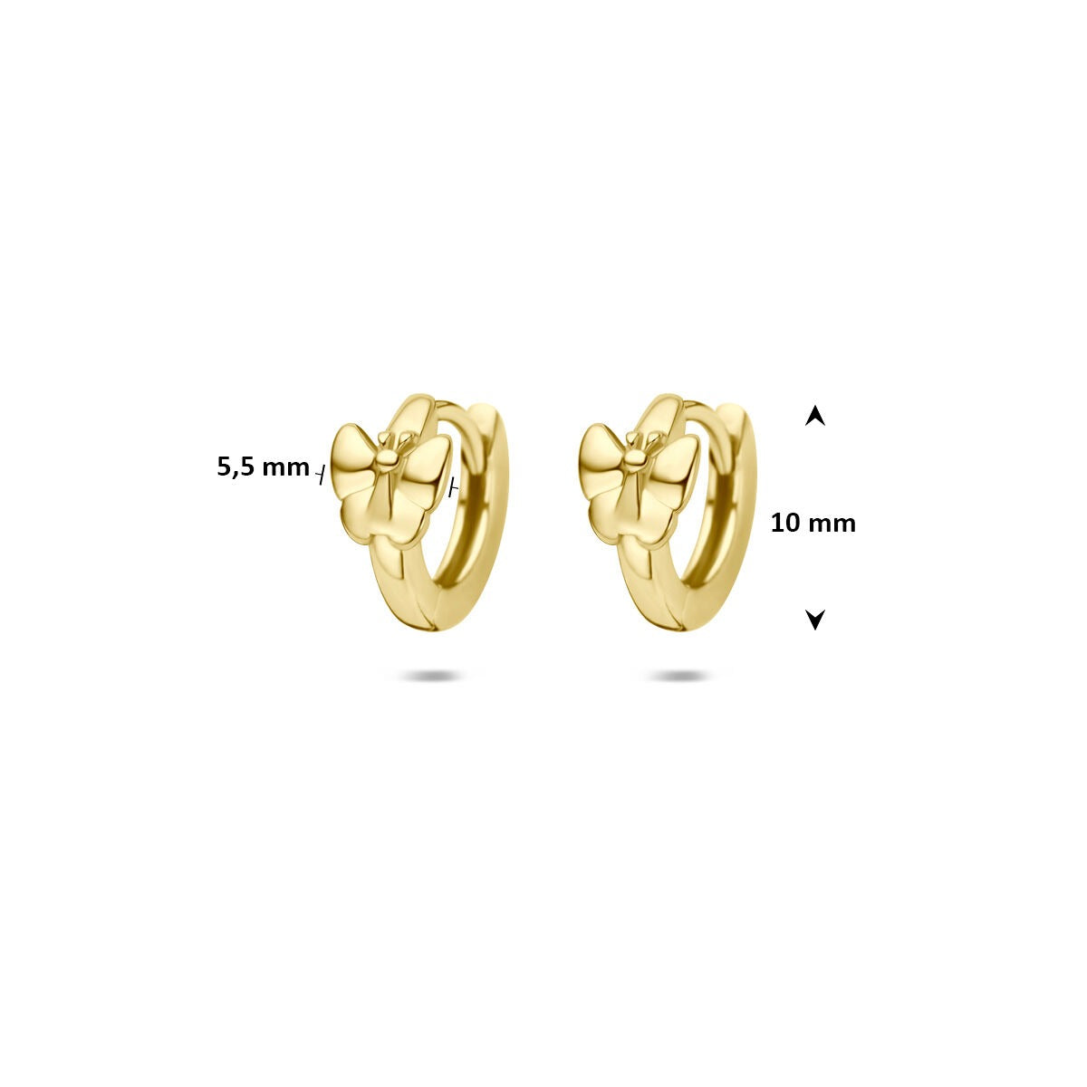 Orecchini creole in argento 925 dorato con farfalla