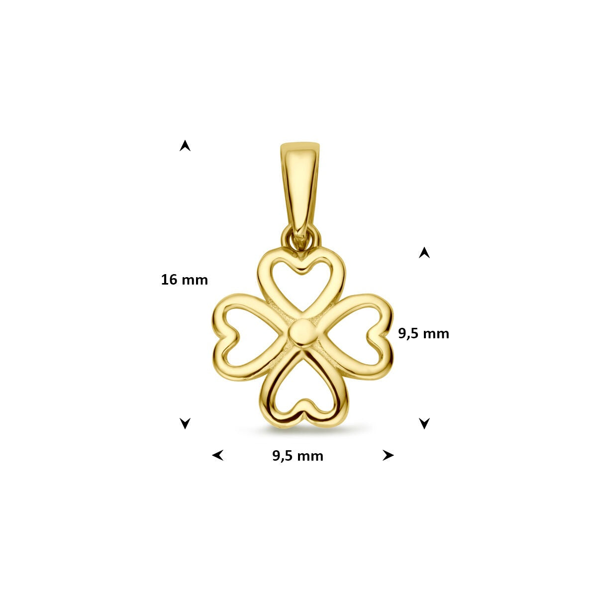 Ciondolo quadrifoglio in oro giallo 14k – simbolo di fortuna
