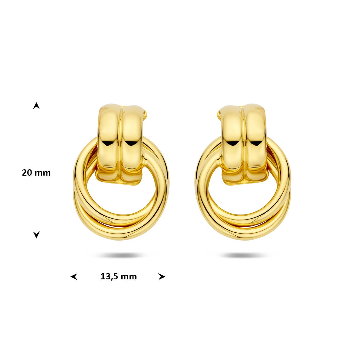 Orecchini a bottone in argento 925 dorato 20 x 13.5 mm