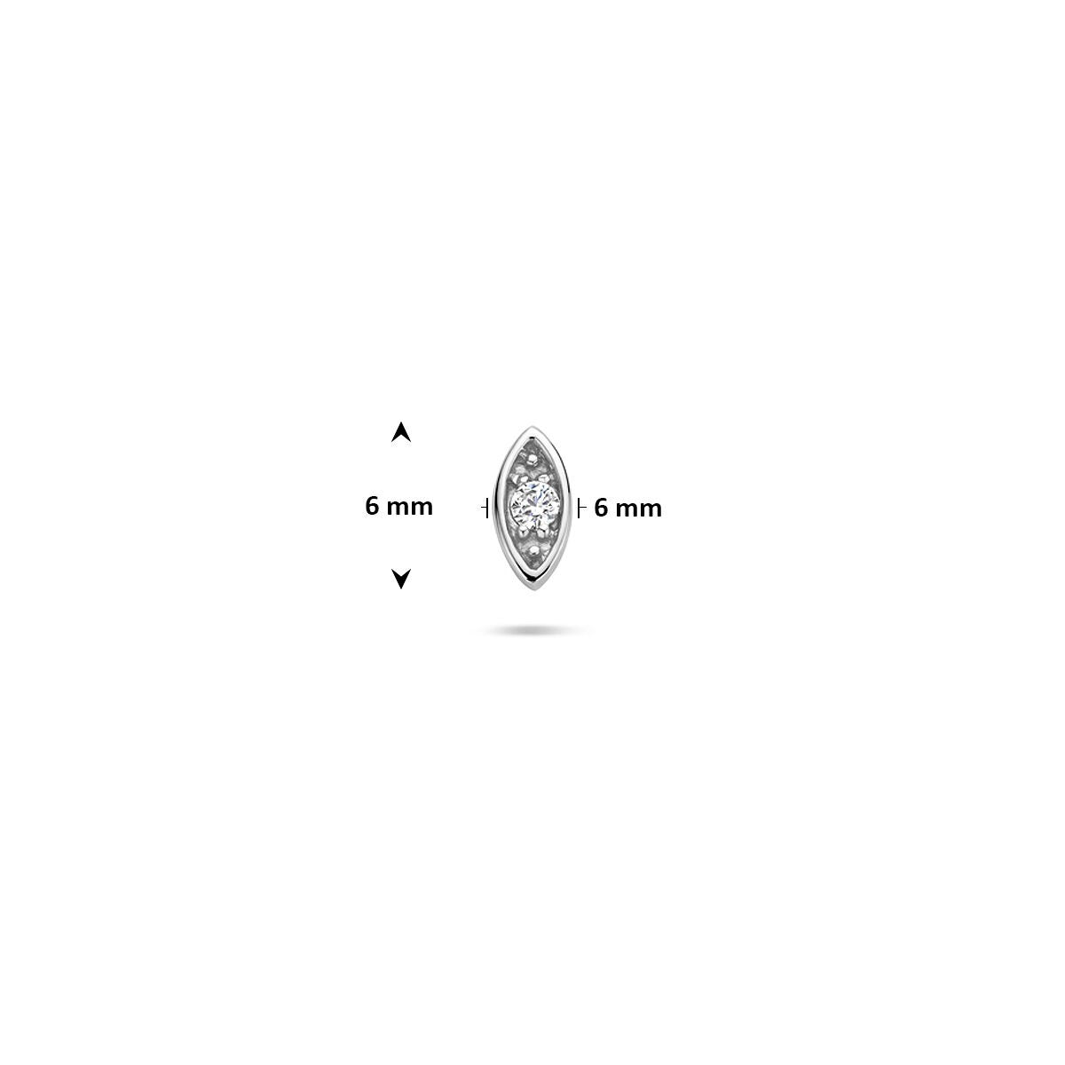 Piercing flat back in argento rodiato a forma di malocchio con zirconia