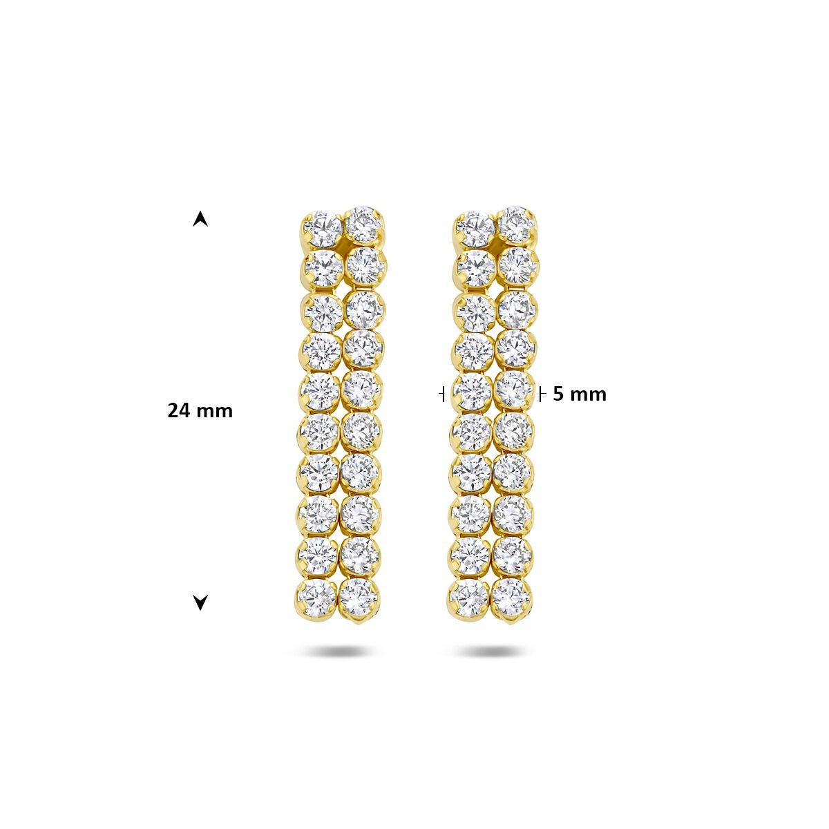 Orecchini pendenti in argento 925 dorato con zircone 24 x 5 mm