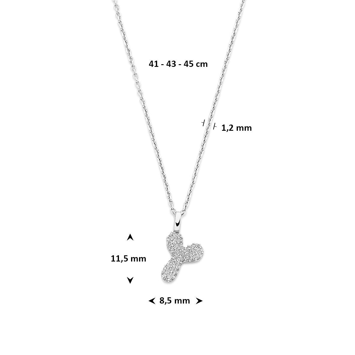 Collana in argento 925 rodiato con lettera e zircone