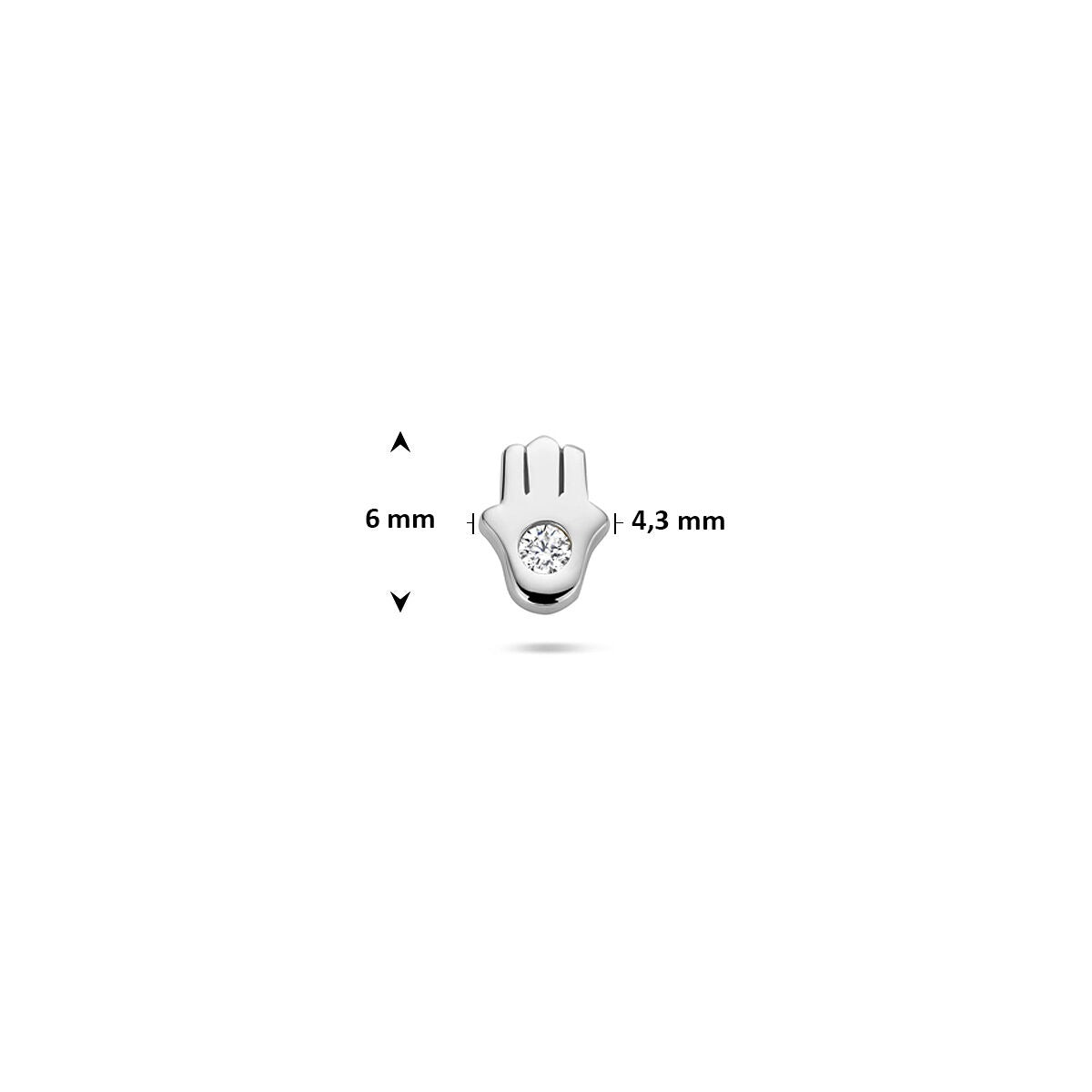 Piercing flat back in argento Mano di Fatima – rodiato 925 con zirconia