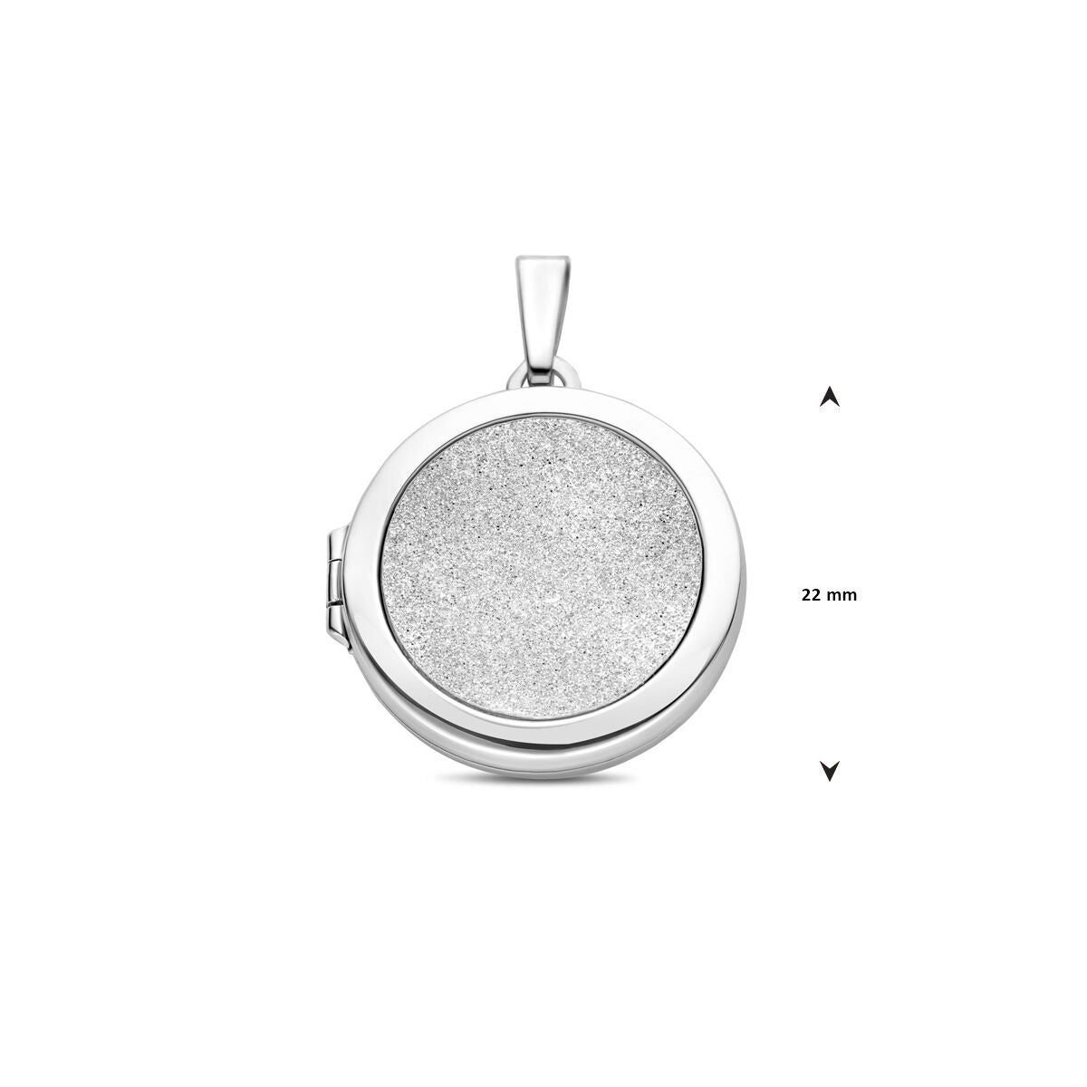 Medaglione in argento – argento 925 rodiato con finitura lucida/glitter diamantata