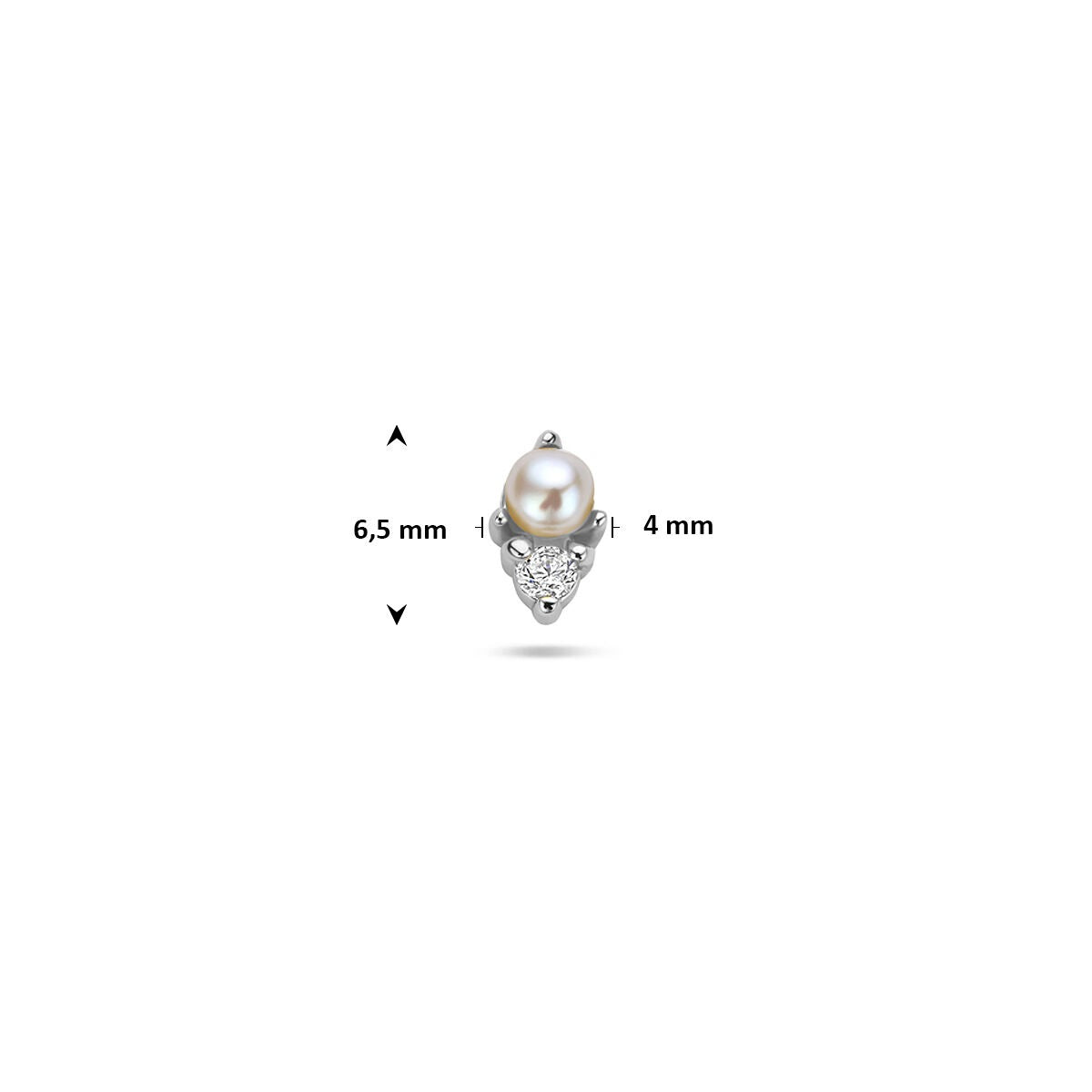 Piercing flat back in argento rodiato con perla e zirconia