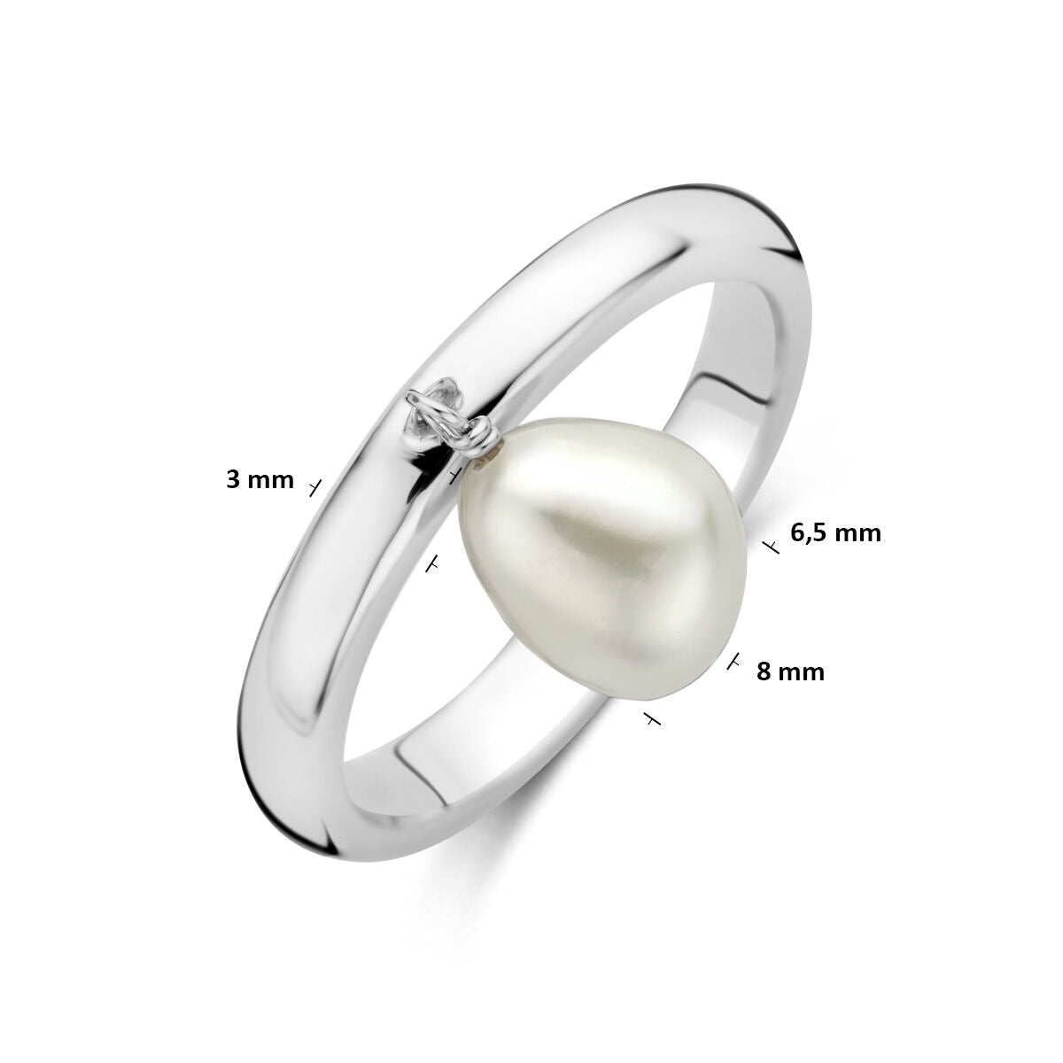 Anello in argento 925 rodiato con perla