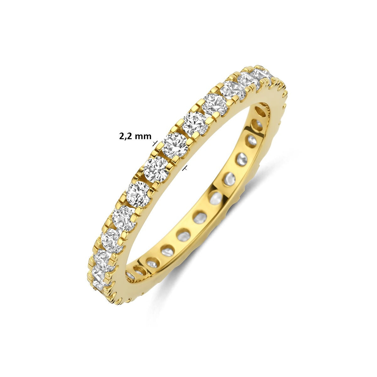 Anello in argento 925 dorato con zircone 2.2 mm