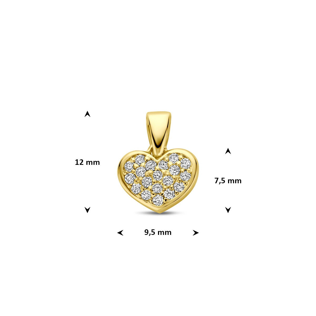 Ciondolo cuore in oro giallo 14k con diamante lab grown