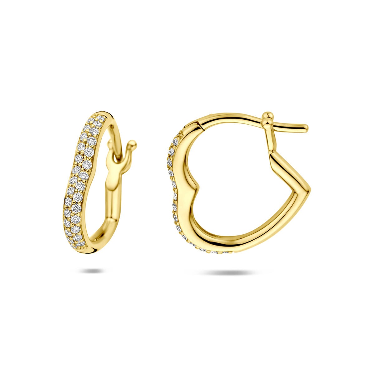 Orecchini in oro 14k a forma di cuore con diamante