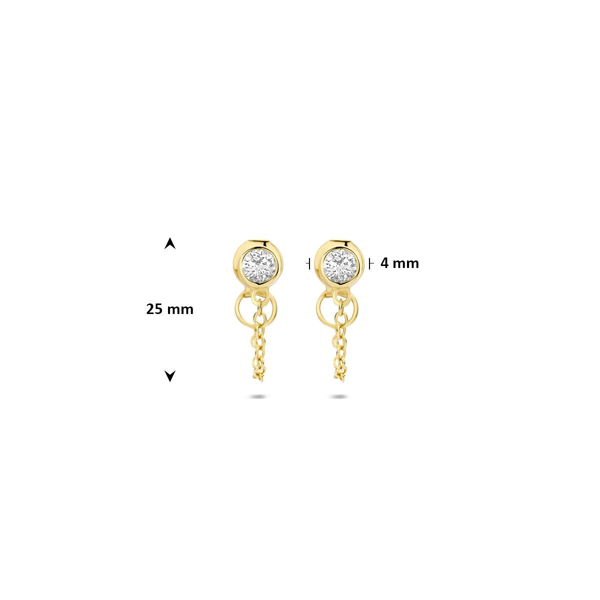 Orecchini pendenti in argento dorato con zirconia – argento 925