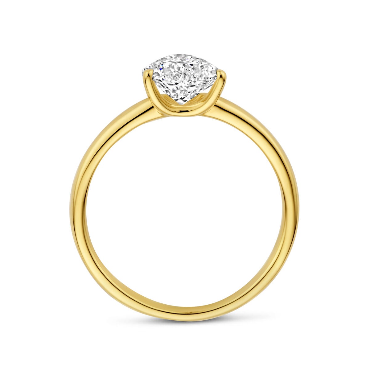Anello in oro giallo 14k con diamante lab grown a forma di cuore 1.00ct