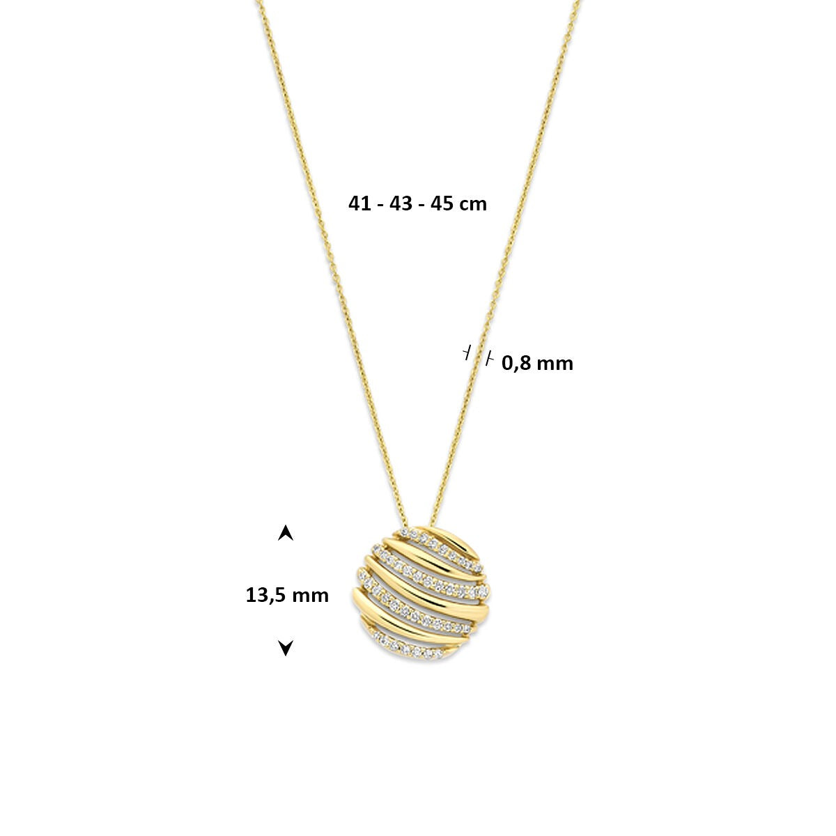 Collana in oro giallo 14k con diamante 0.15ct