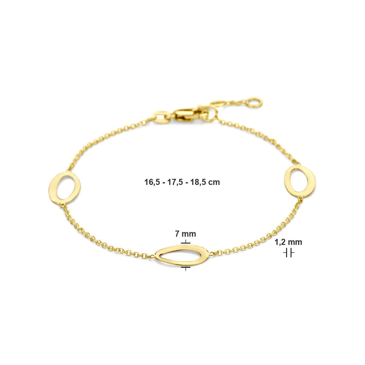 Bracciale in oro giallo 14k con elementi ovali
