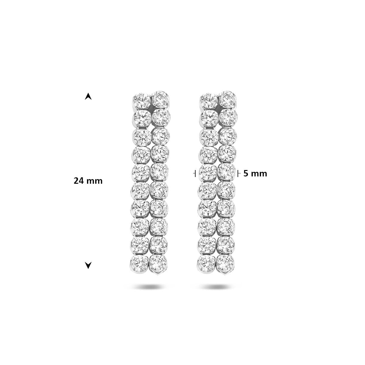 Orecchini pendenti in argento 925 rodiato con zirconia 24 x 5 mm