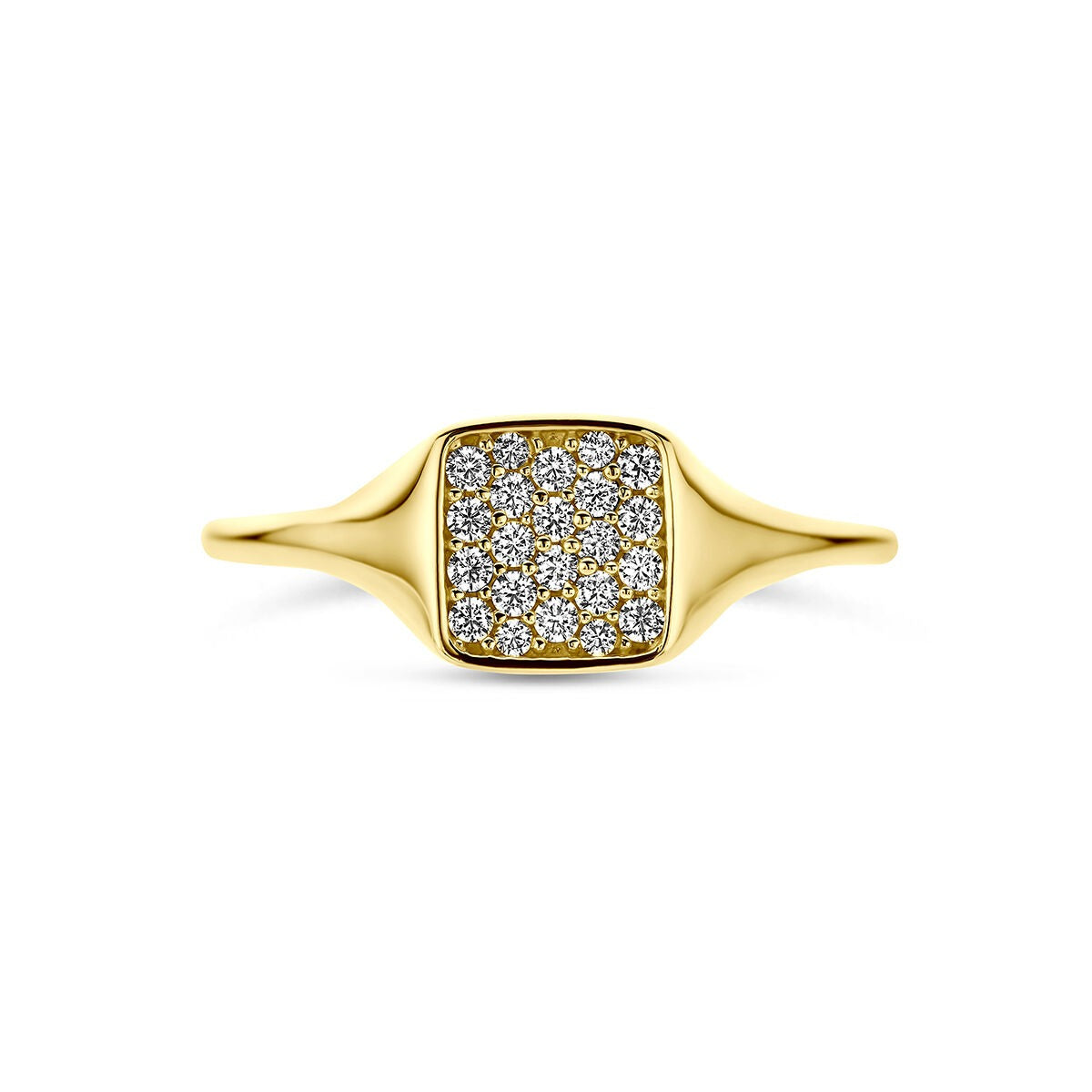 14k Geelgouden ring met zirkonia