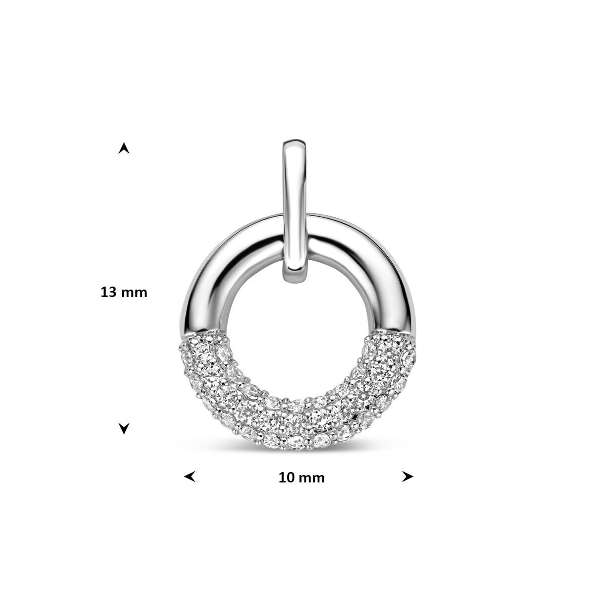 Ciondolo rotondo in argento 925 rodiato con zirconia