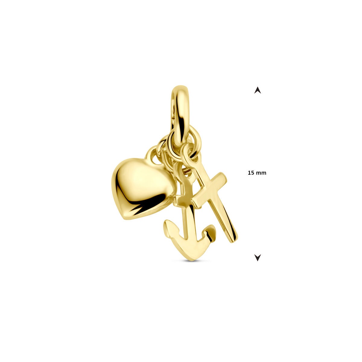 Ciondolo d'oro fede, speranza e amore – oro giallo 9k